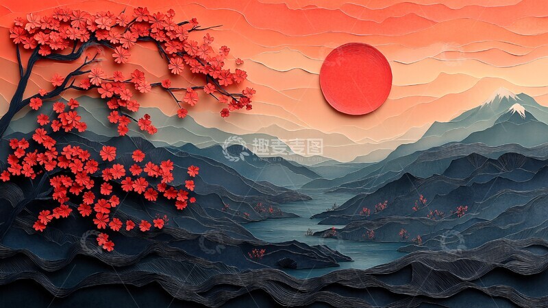 高清大图下载【趣麦麦图】山川河流樱花月