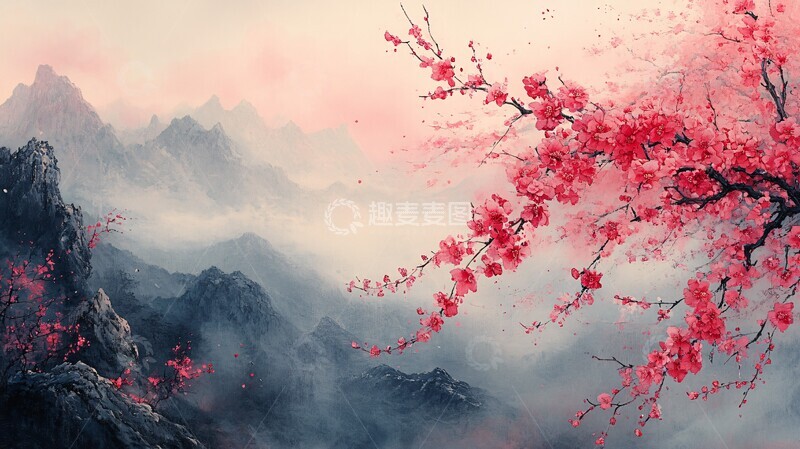 高清大图下载【趣麦麦图】春风吹动花朵