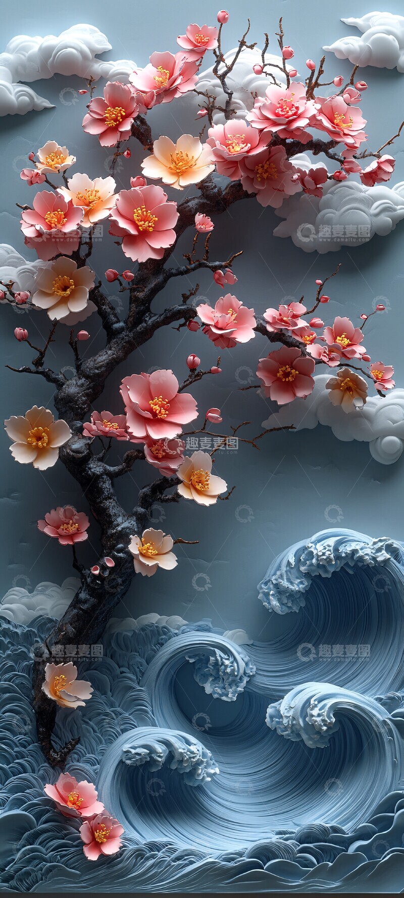 高清大图下载【趣麦麦图】樱花波纹枝樱花波纹花朵2