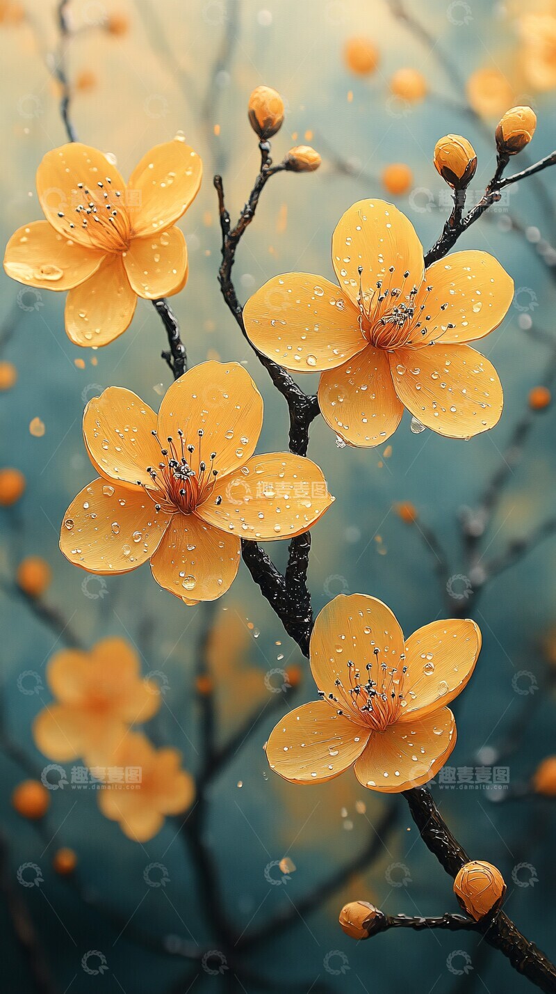 高清大图下载【趣麦麦图】-春日黄花飘落