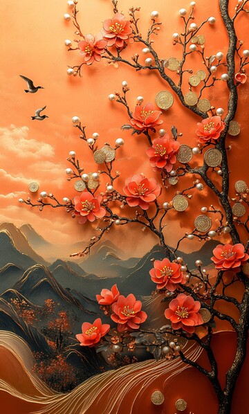 梅花珠帘金花墙3