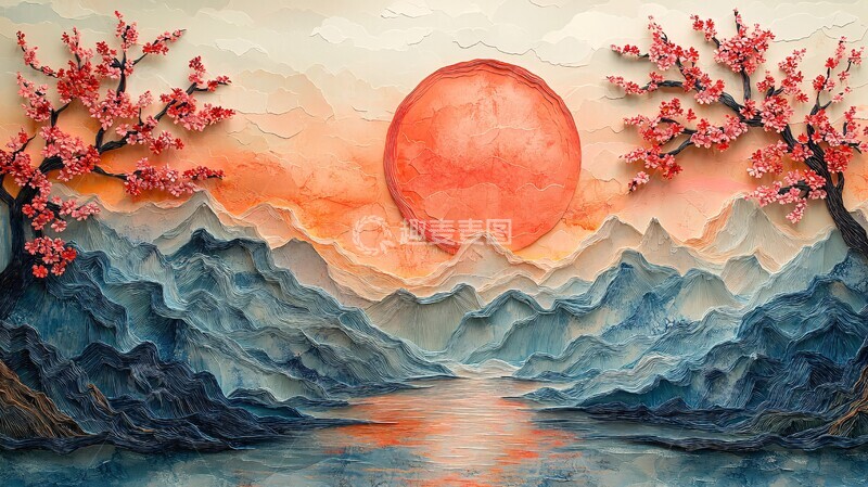 高清大图下载【趣麦麦图】山川河流樱花月2