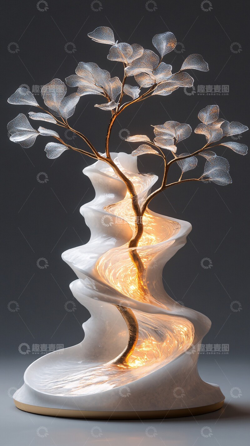 高清大图下载【趣麦麦图】水中树艺术曲线