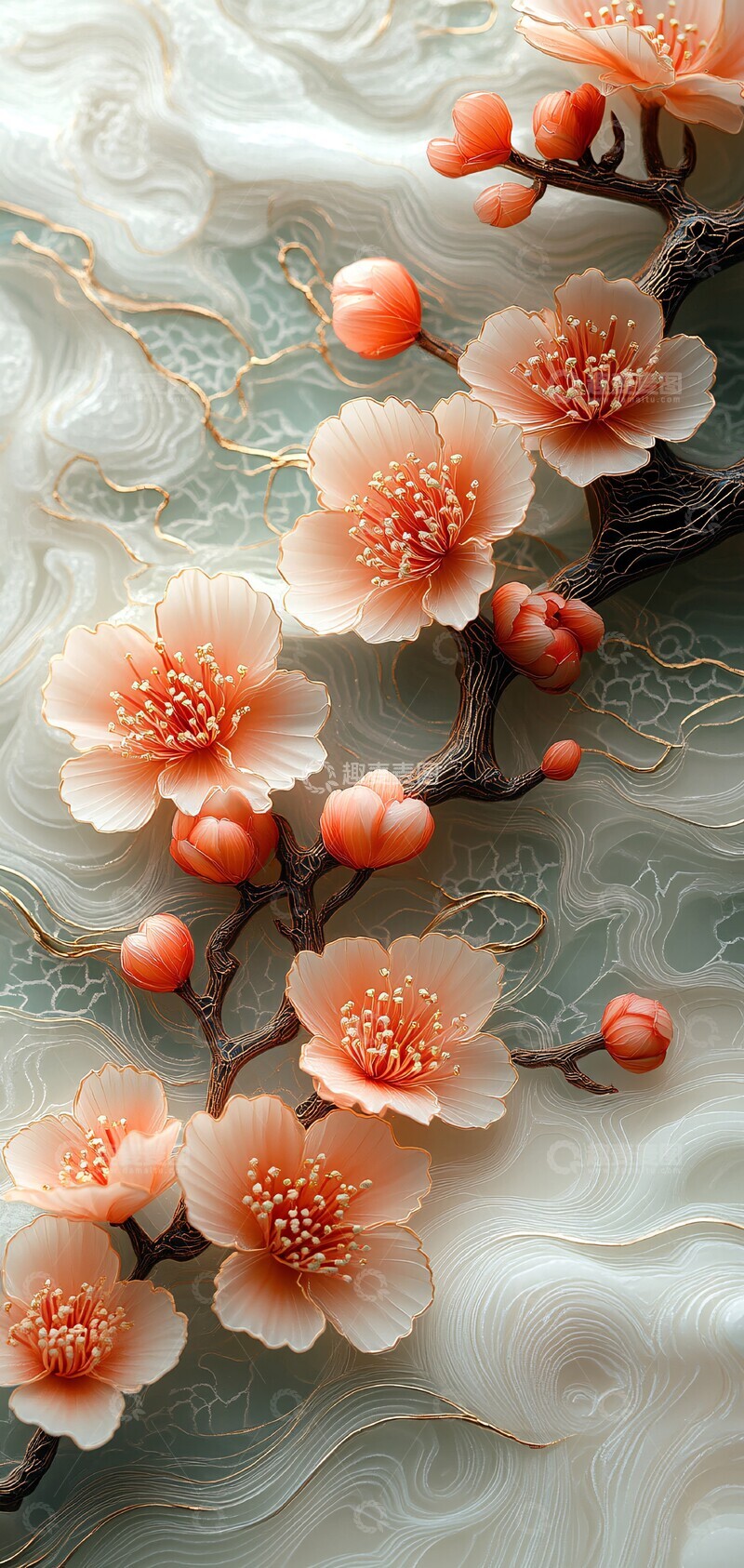 高清大图下载【趣麦麦图】樱花波浪纸雕5