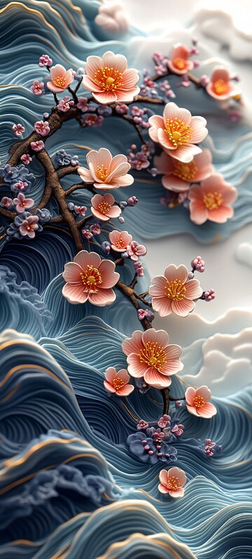 樱花波纹枝樱花波纹花朵