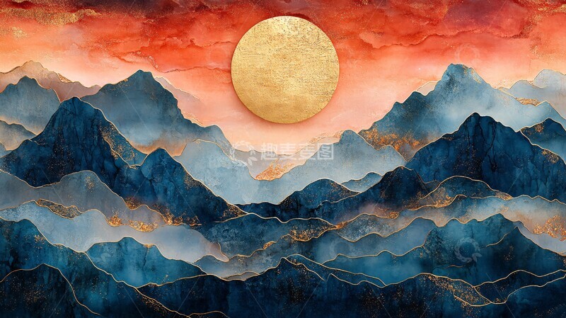 高清大图下载【趣麦麦图】云山金线图金线彩云色彩2