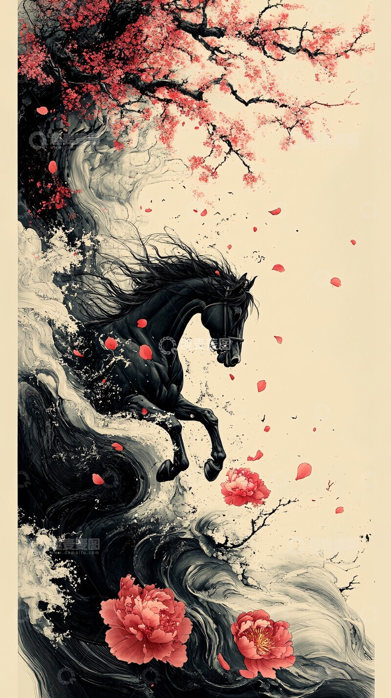 高清大图下载【趣麦麦图】马赛墨韵樱花牡丹枫叶2