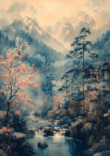 溪流树木图溪流树木日本1