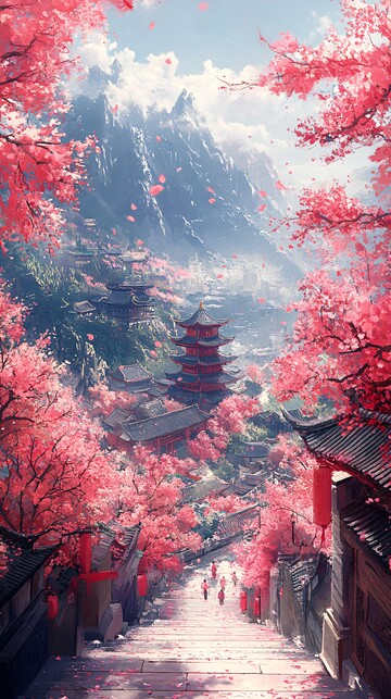 桃花林仙境桃花仙境森林