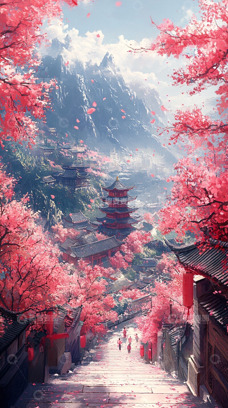 高清大图下载【趣麦麦图】桃花林仙境桃花仙境森林