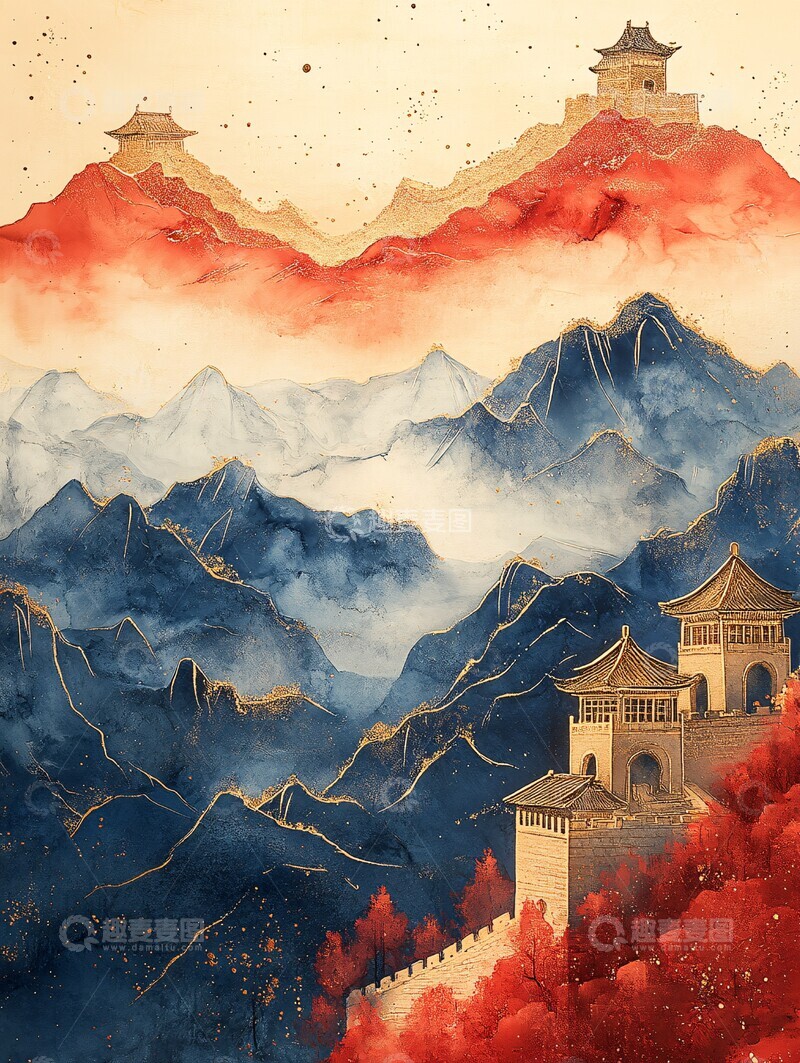 高清大图下载【趣麦麦图】金色山水国庆画卷2