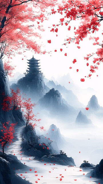 水墨青花水墨青花山水