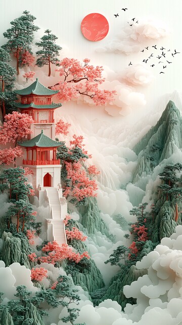 玉石山水祥云图3