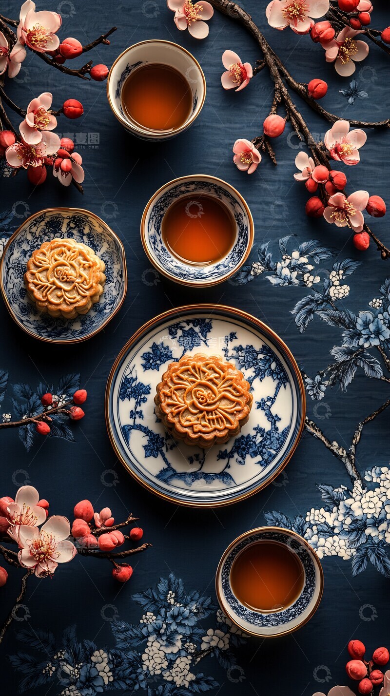 高清大图下载【趣麦麦图】中秋月色与月饼1