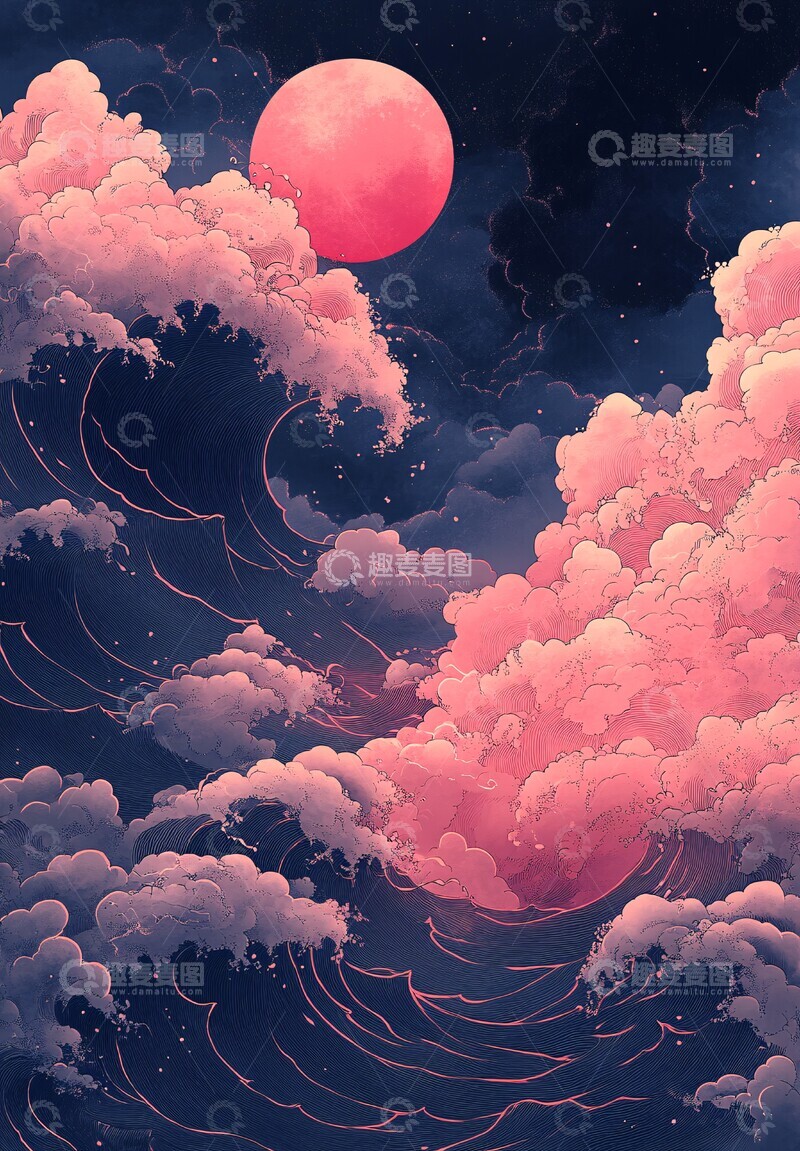 高清大图下载【趣麦麦图】波纹云雾波纹云雾粉色