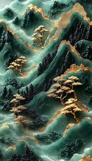 金玉山水画雕刻1