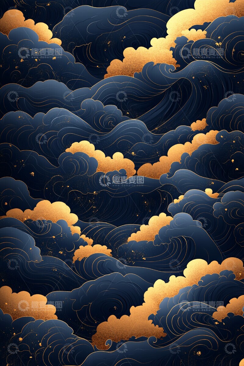 高清大图下载【趣麦麦图】波浪云纹图案