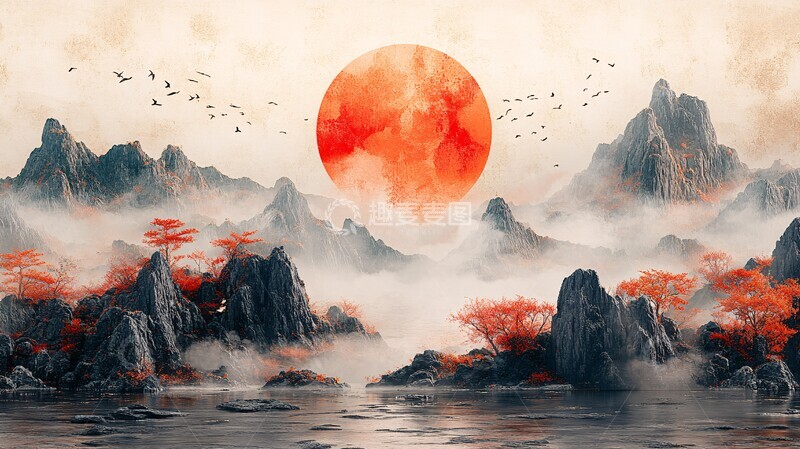 高清大图下载【趣麦麦图】祥瑞山水画祥瑞山水如意2