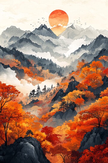 秋山云海图秋山云海层峦