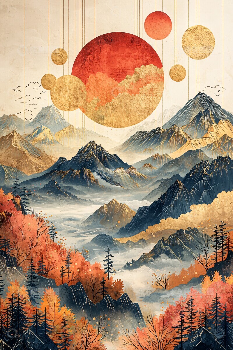 高清大图下载【趣麦麦图】秋山云海图秋山云海层峦1