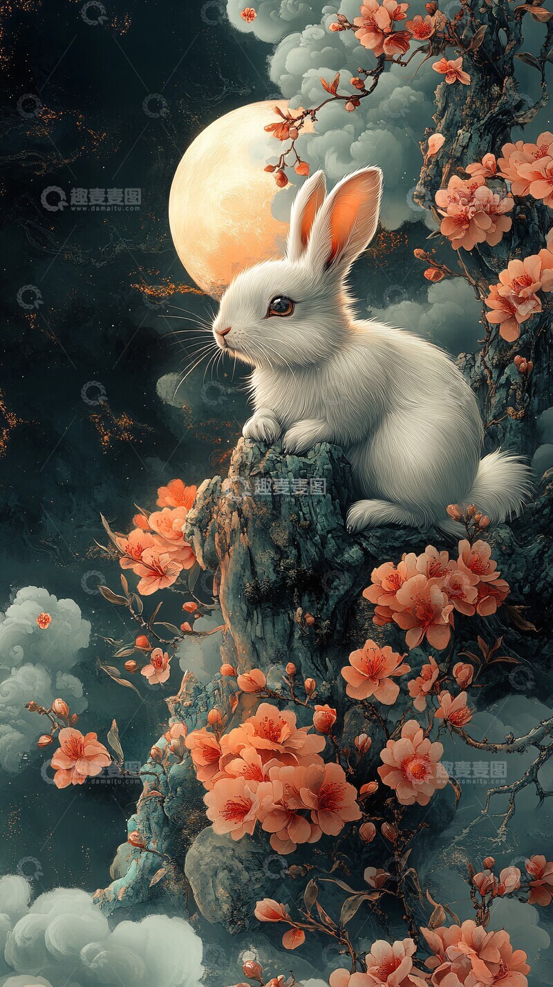 高清大图下载【趣麦麦图】桂月云间玉兔影