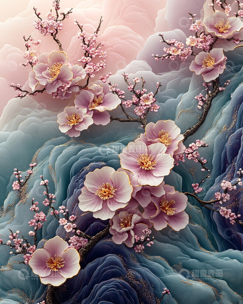 高清大图下载【趣麦麦图】紫金云白花刺绣