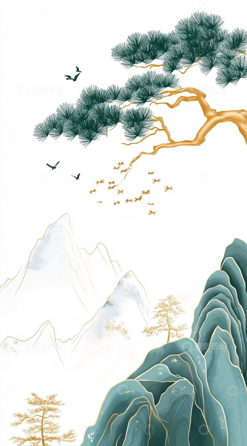 高清大图下载【趣麦麦图】青山松柏绣艺