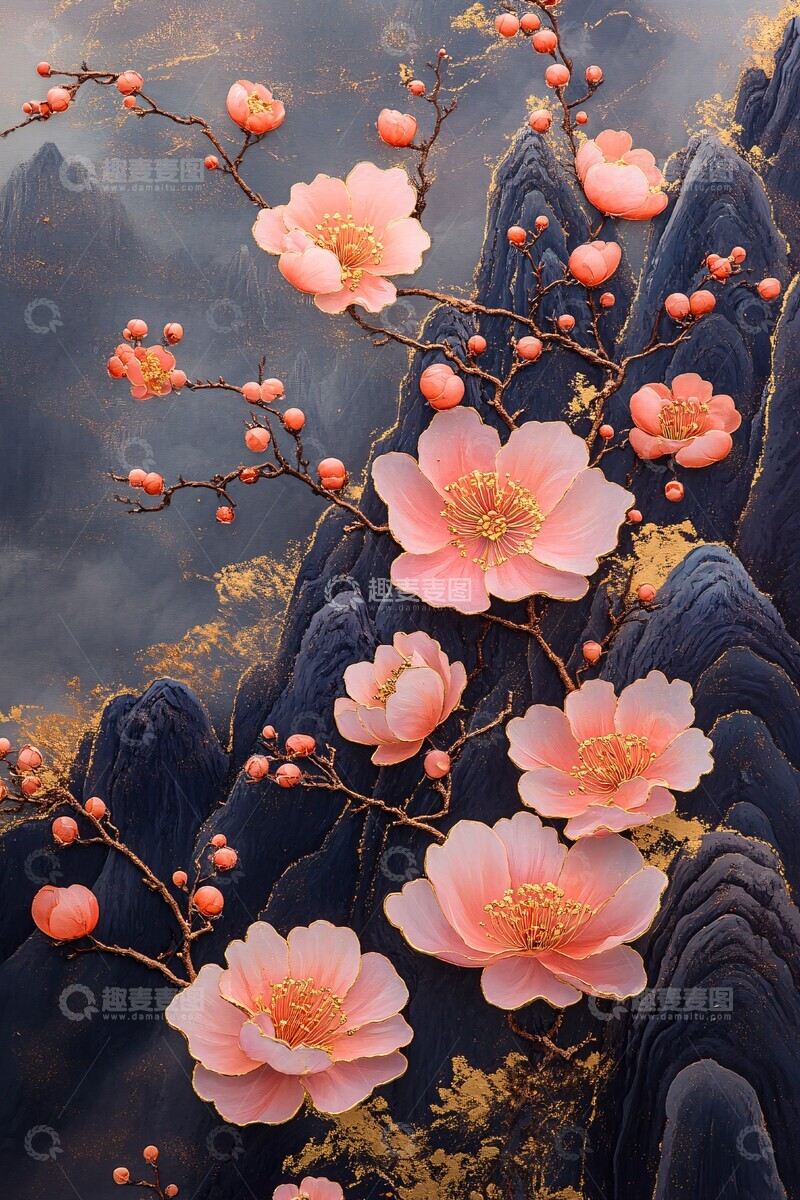 高清大图下载【趣麦麦图】百花盛开图百花盛开黑底3