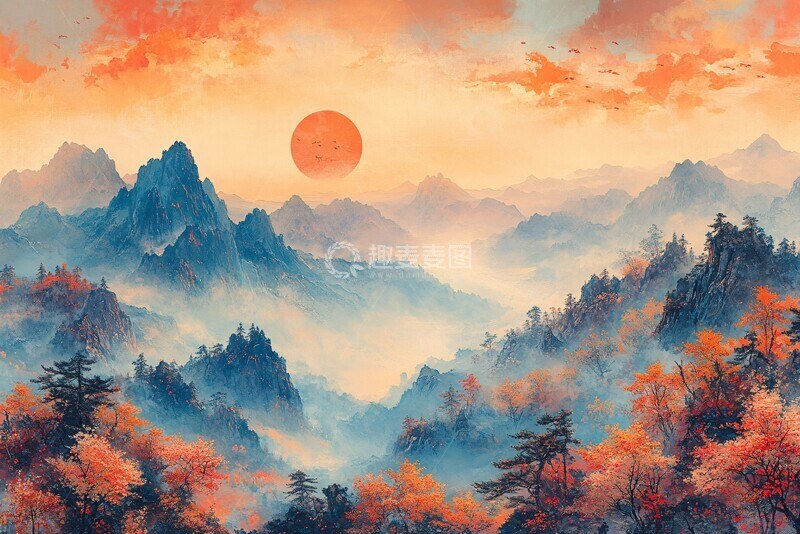 高清大图下载【趣麦麦图】日出山谷色彩1