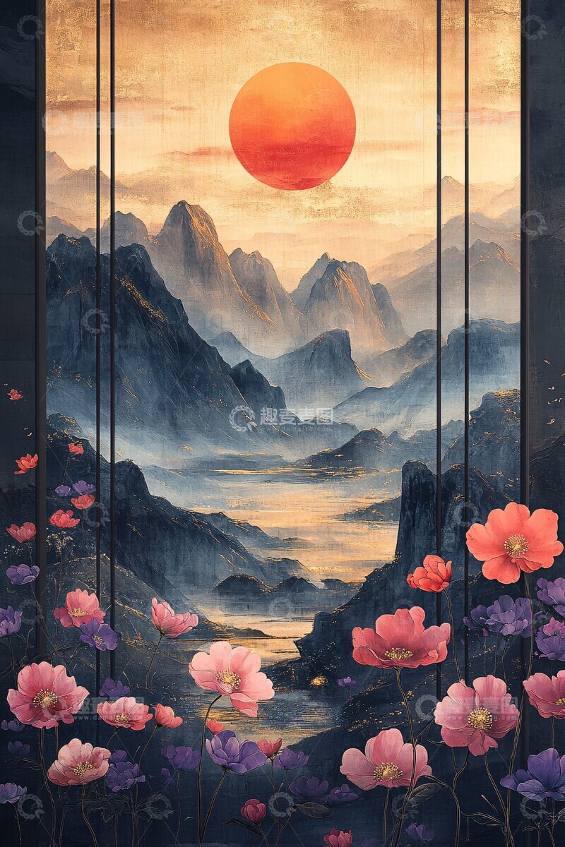 高清大图下载【趣麦麦图】百花盛开图百花盛开黑底