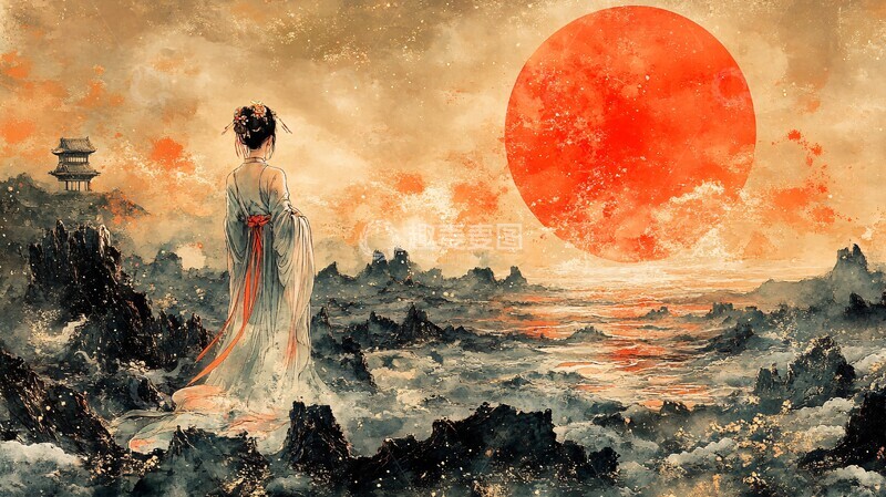 高清大图下载【趣麦麦图】山水金箔墨色图1