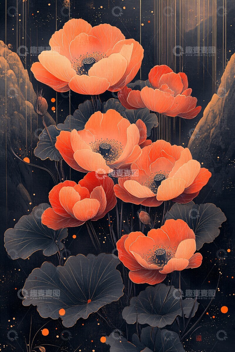 高清大图下载【趣麦麦图】百花盛开图百花盛开黑底2