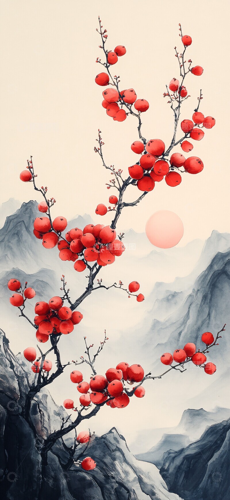 高清大图下载【趣麦麦图】远山红果红果远山阳光3