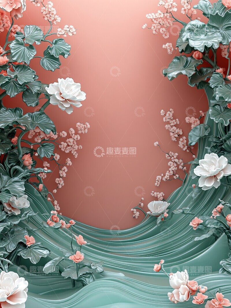 高清大图下载【趣麦麦图】绿色曲线图案设计