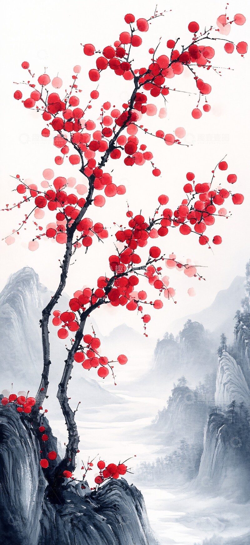 高清大图下载【趣麦麦图】远山红果红果远山阳光1