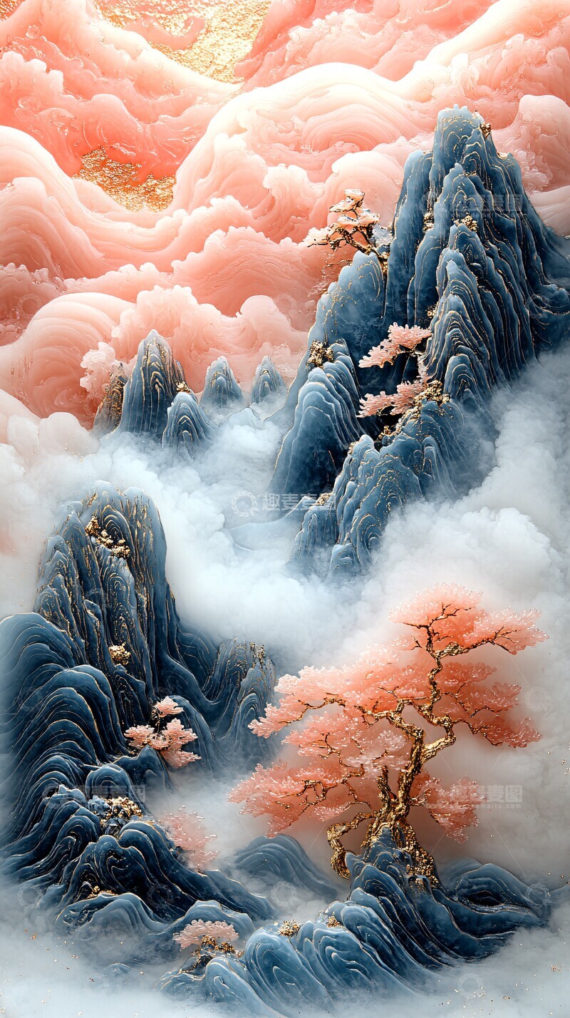 高清大图下载【趣麦麦图】金镶玉山水画4