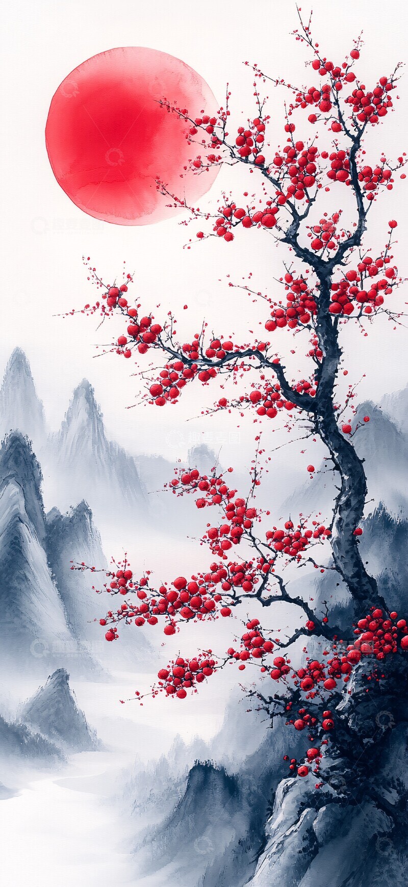高清大图下载【趣麦麦图】远山红果红果远山阳光