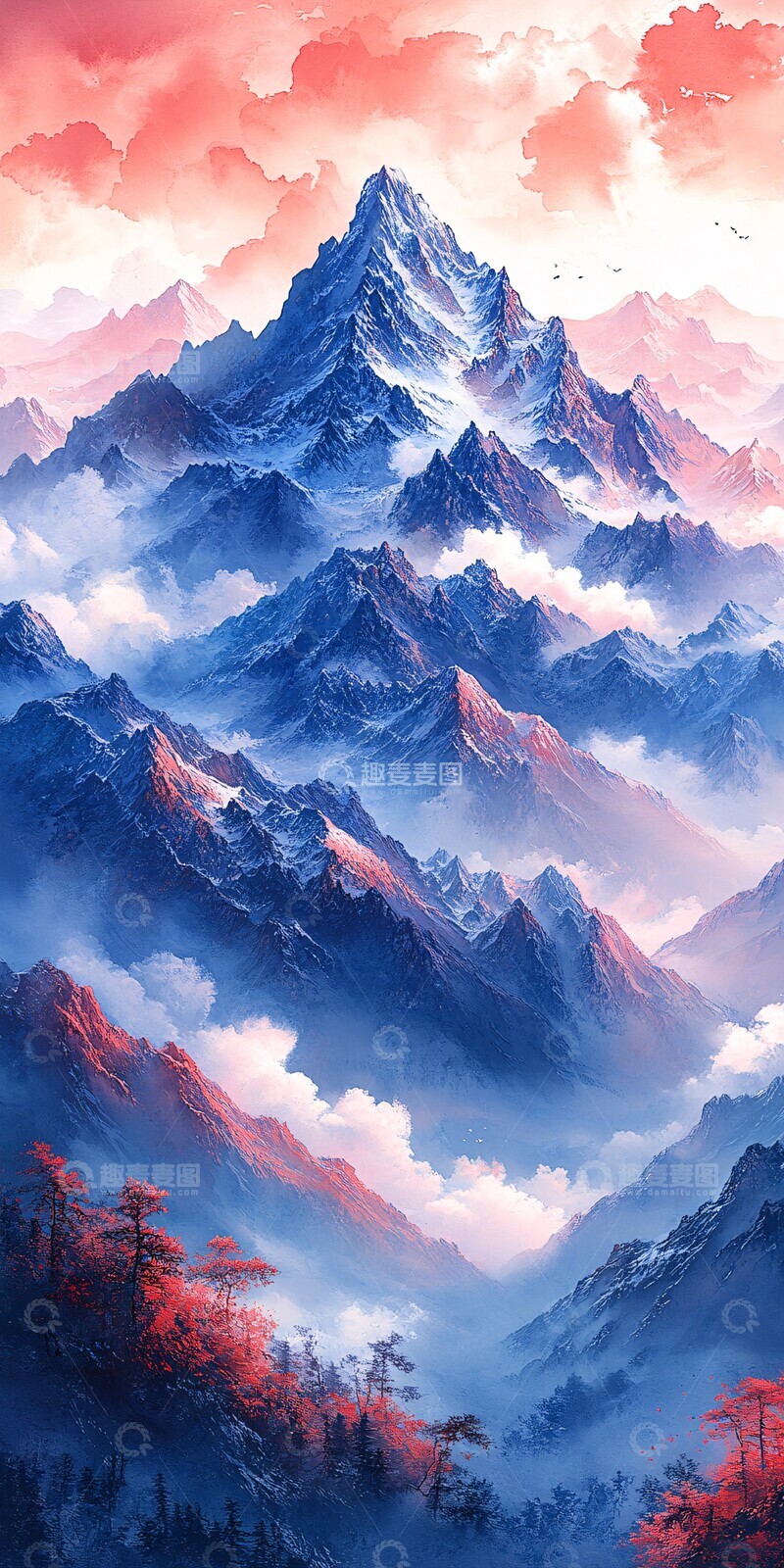 高清大图下载【趣麦麦图】云海雪峰云海雪峰山脉