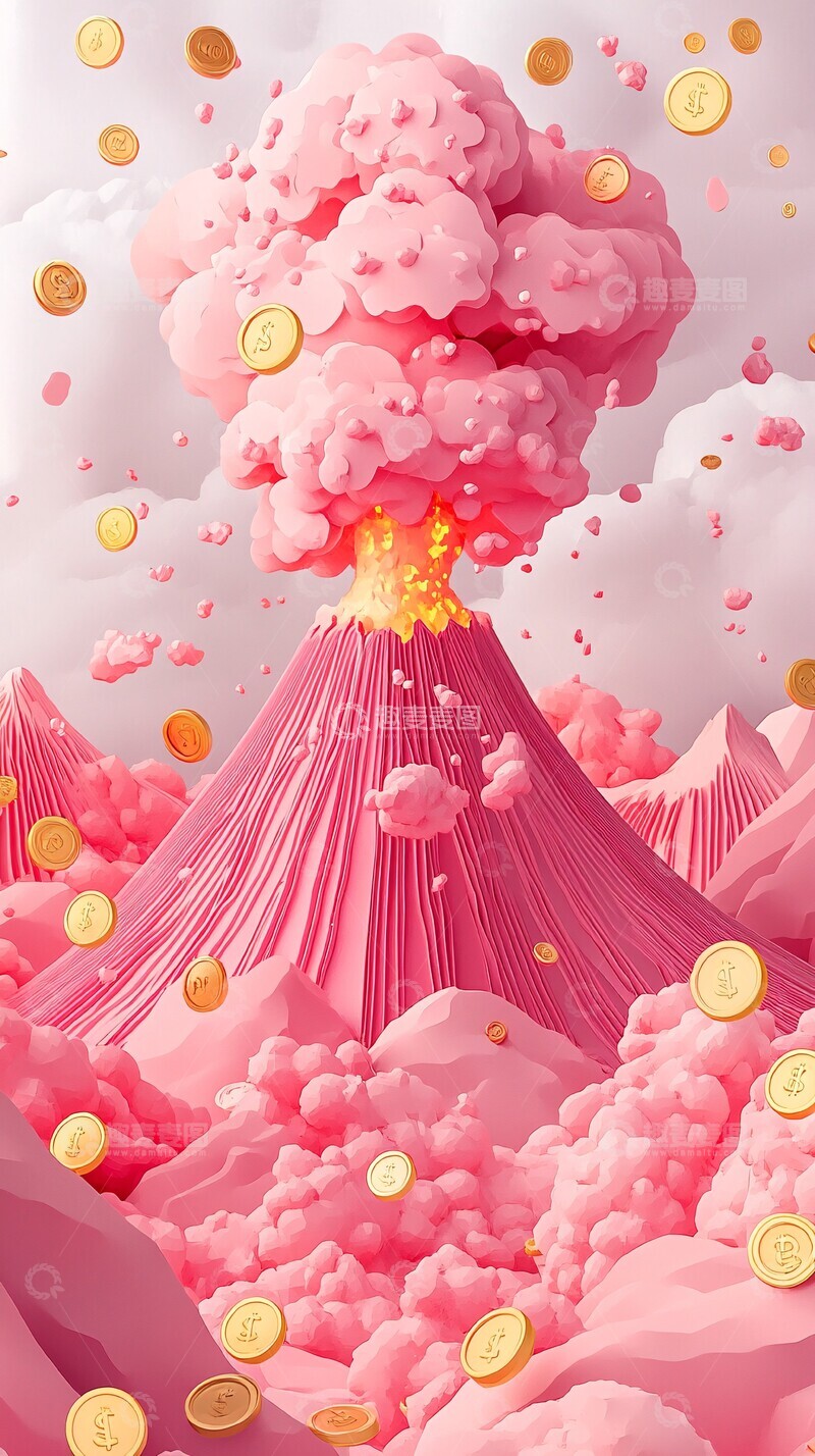 高清大图下载【趣麦麦图】金币火山喷发1