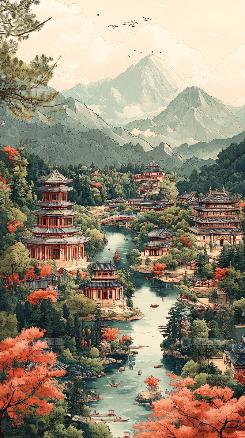 高清大图下载【趣麦麦图】少林佛寺景观图