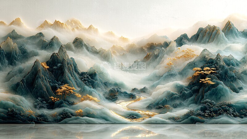 高清大图下载【趣麦麦图】金镶玉山水画7