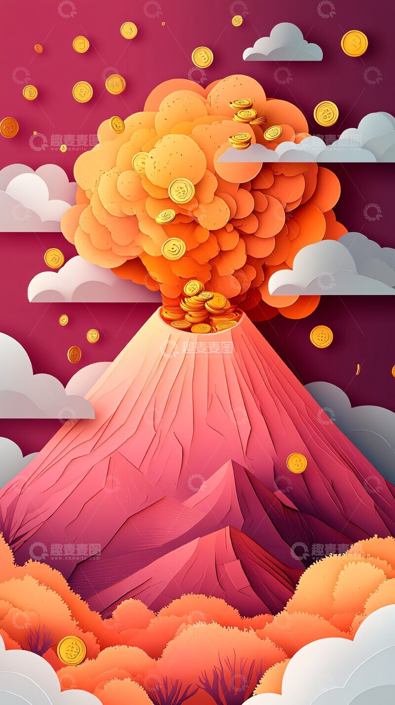 高清大图下载【趣麦麦图】金币火山喷发2