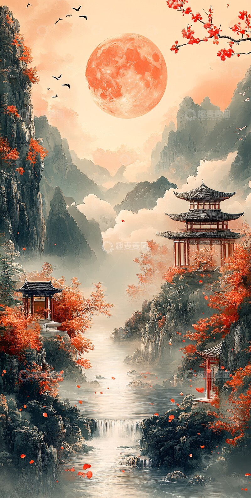 高清大图下载【趣麦麦图】云海桃源月映楼2