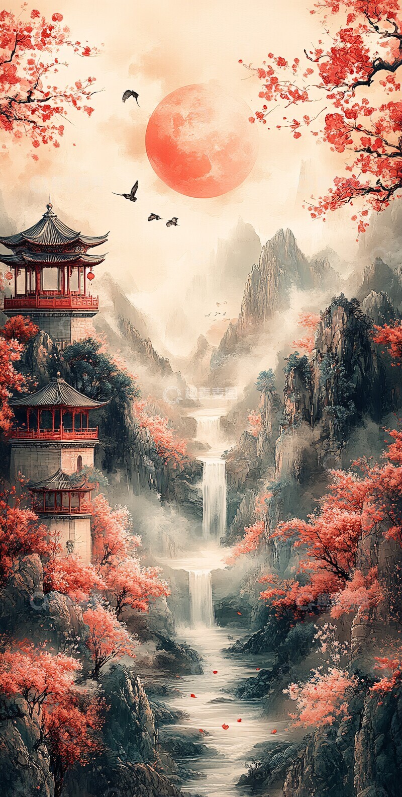 高清大图下载【趣麦麦图】云海桃源月映楼1