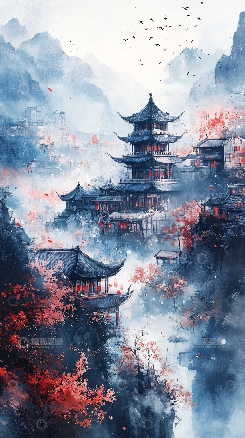 高清大图下载【趣麦麦图】三国时期山水画3