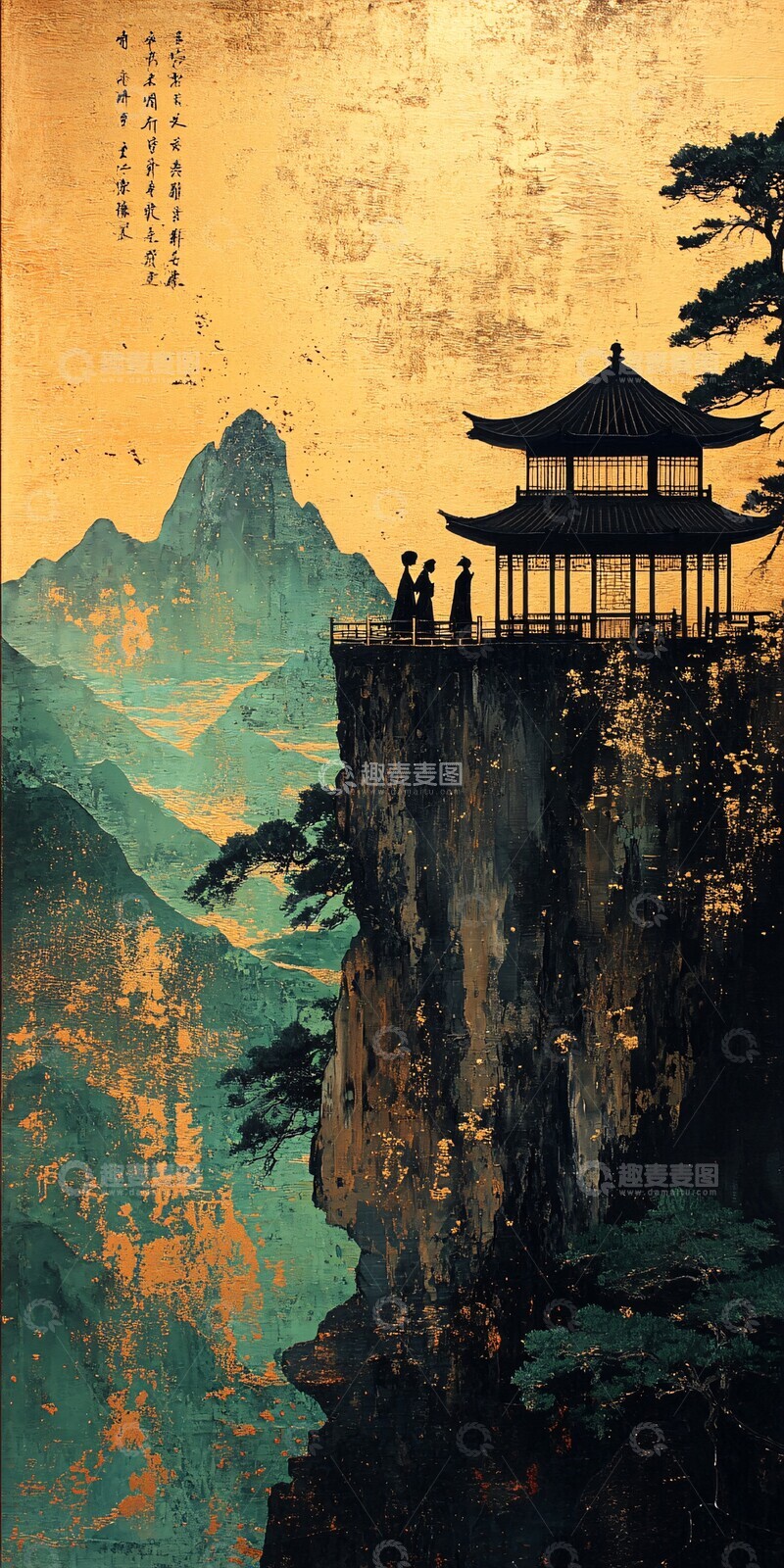 高清大图下载【趣麦麦图】丹顶鹤亭中品茶1