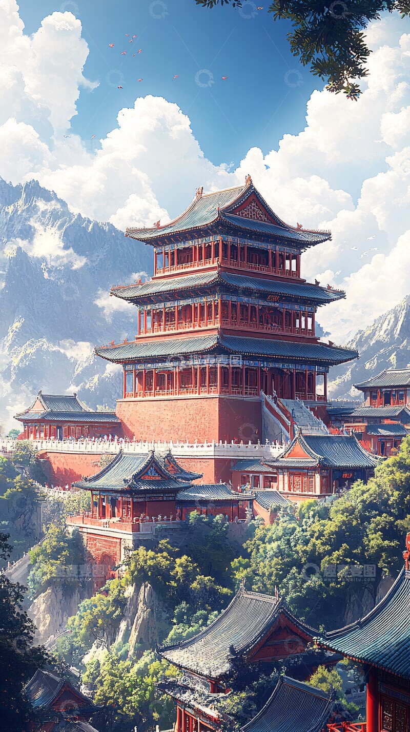 高清大图下载【趣麦麦图】国风建筑高耸入云