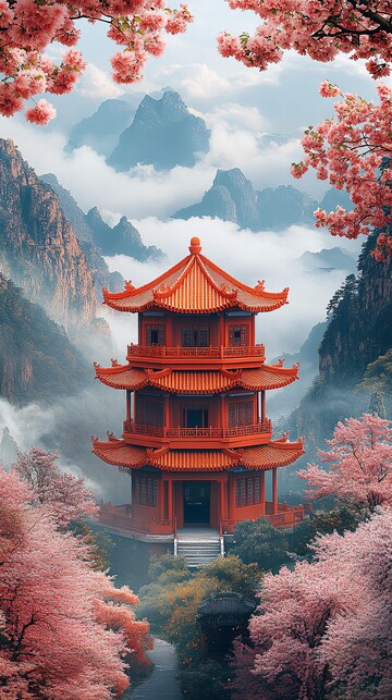 云山樱树古建筑2