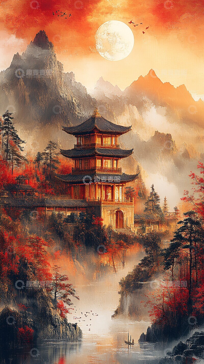 高清大图下载【趣麦麦图】古风茶宴图古风茶宴山水1