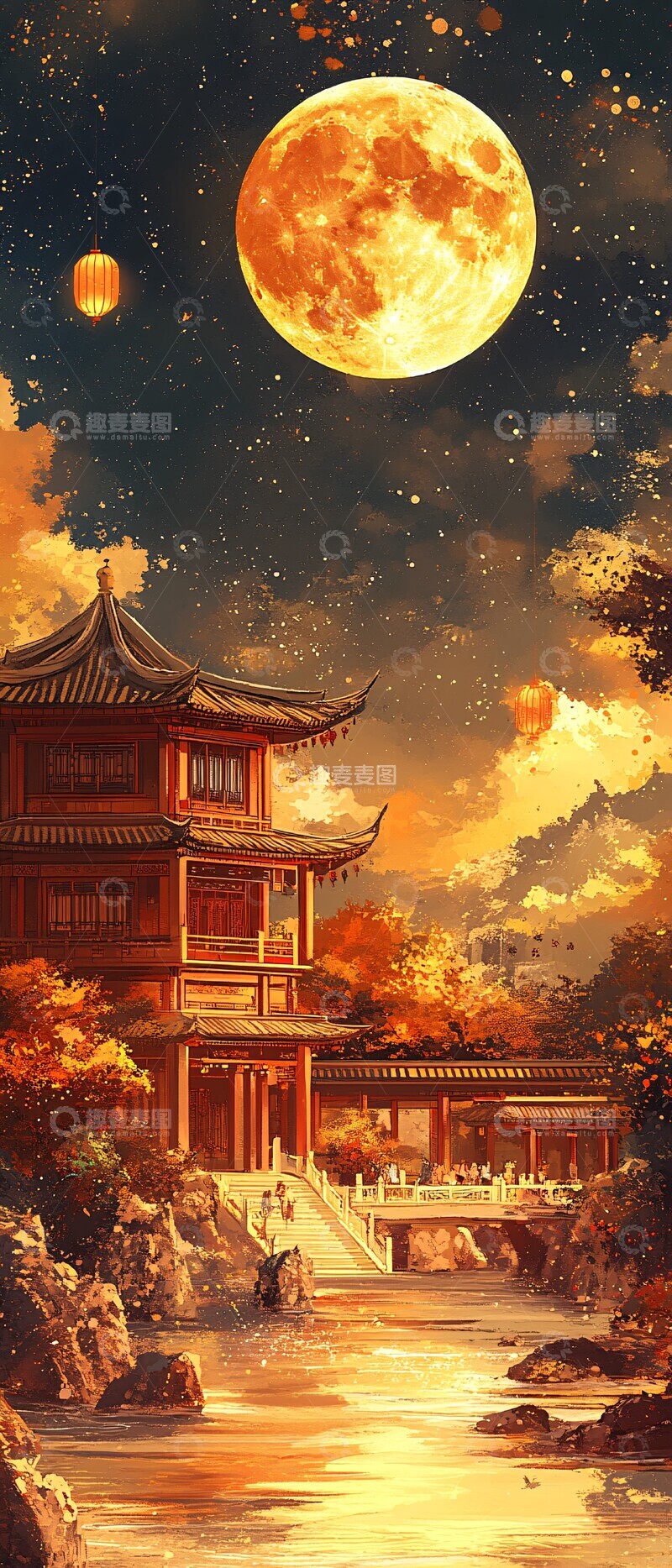 高清大图下载【趣麦麦图】中秋佳节月圆夜2